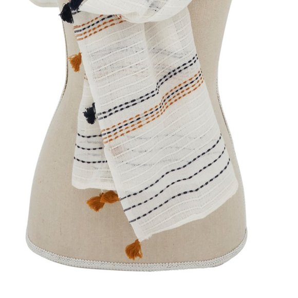 Cotton Stitched Line Tassel Scarf, Lightweight for ladies fashion multi color - Picture 3 of 3